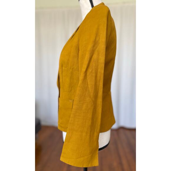 Elizabeth And James Yellow Linen Blend Blazer Women's Size 6 - Picture 3 of 13